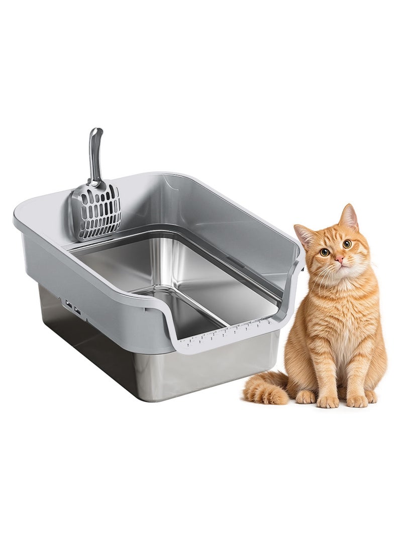 Kidle Stainless Steel Cat Litter Box Cat Metal Tray Anti Splashing and Easy Clean - Image 1